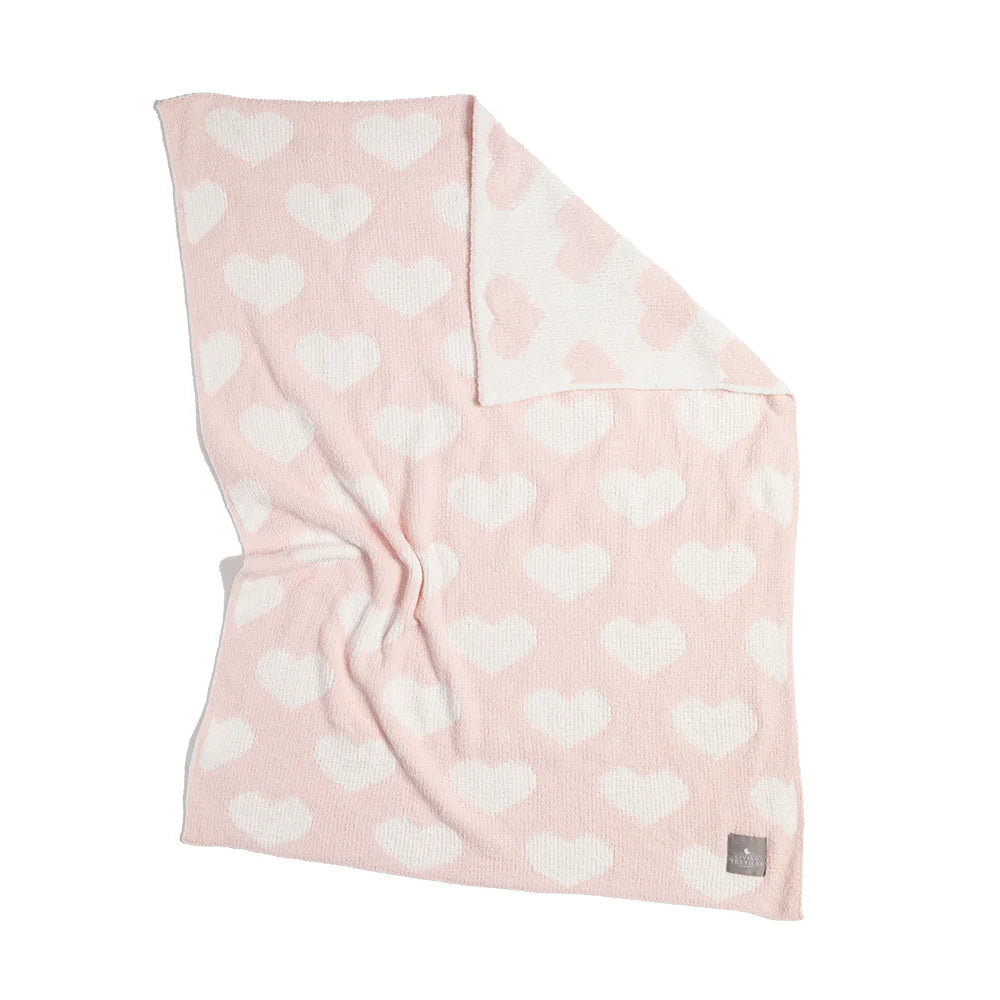 Living Textiles Chenille Baby Blanket - Pink Hearts