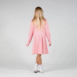 Hello Stranger Monday Dress - Pink Check - Size 1, 2, 3, 4 years