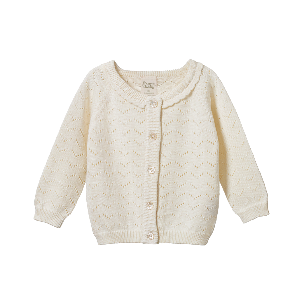 Nature Baby Piper Cardigan - Natural Pointelle