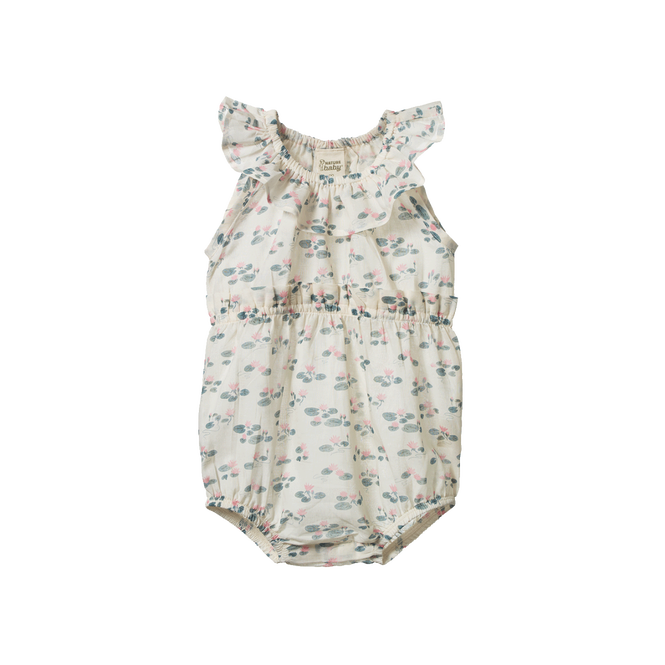 Nature Baby Plum Suit - Waterlillies Print