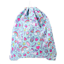 Load image into Gallery viewer, Splosh Out &amp; About Rainbow Drawstring Bag
