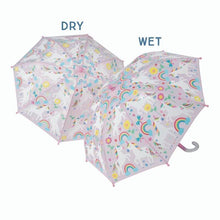 Load image into Gallery viewer, Floss &amp; Rock Colour Changing Umbrella - Rainbow Unicorn
