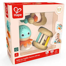 Load image into Gallery viewer, Hape Baby-to-Toddler Sensory Gift Set 3 piece

