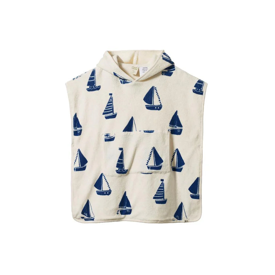 Nature Baby Organic Cotton Terry Poncho Towel - Regatta