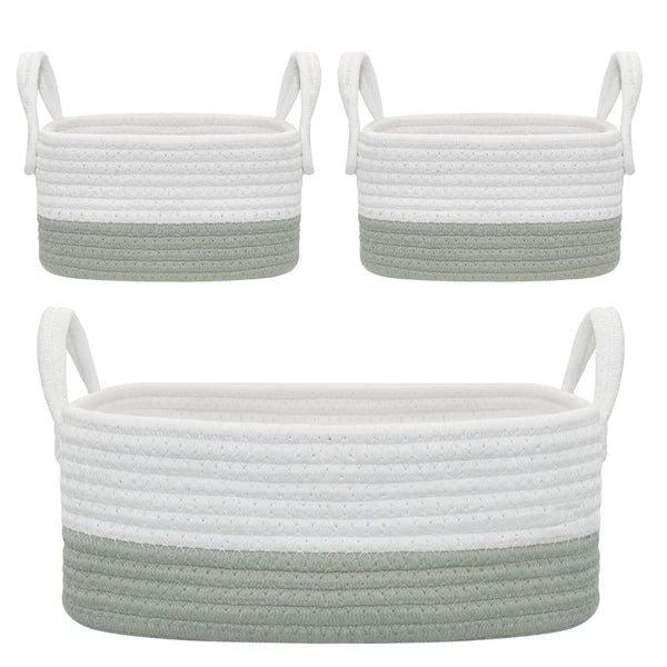 Living Textiles 3pc Nursery Storage Set - Sage/White