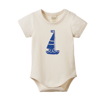 Load image into Gallery viewer, Nature Baby Stretch Jersey Short Sleeve Bodysuit - Sail Boat
