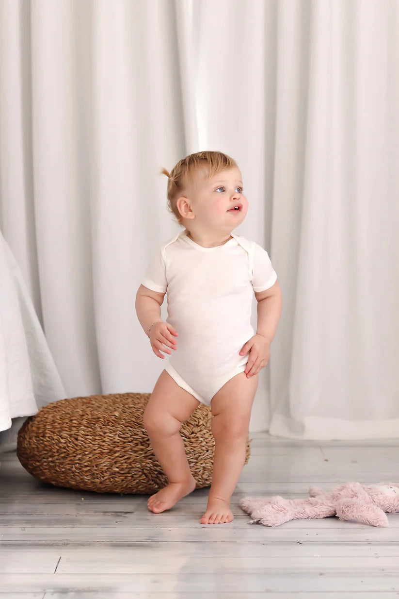 Elfwear Merino Short Sleeve Body Suit - Natural