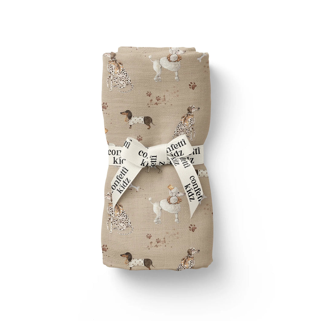 Confetti Kidz Organic Muslin Swaddle - Show Pups