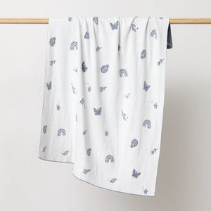 Over the Dandelions Organic Cotton Blanket - Enchanted Garden - Sky Blue