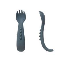 Load image into Gallery viewer, All4Ella Comfy Grip Silicone First Spoons 2 Pack - Slate Blue
