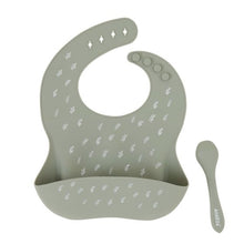 Load image into Gallery viewer, All4ella Silicone Catch Bib &amp; Spoon - Olive
