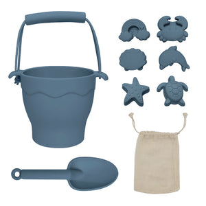 Playground Silicone 8pc Bucket & Spade Set - Steel Blue