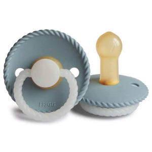 Frigg Rope Latex Pacifier 2 pack - Stone Blue (GLOW IN THE DARK)