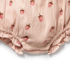 Wilson & Frenchy Organic Organic Crinkle Playsuit - Strawberry Kisses
