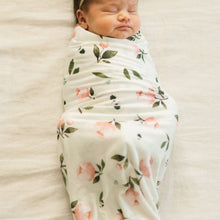 Load image into Gallery viewer, Little Unicorn Stretch Knit Swaddle Blanket - Watercolour Roses
