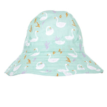 Load image into Gallery viewer, Acorn Wide Brim Infant Sunhat (Rated UPF50+) - Swans (0-9months)
