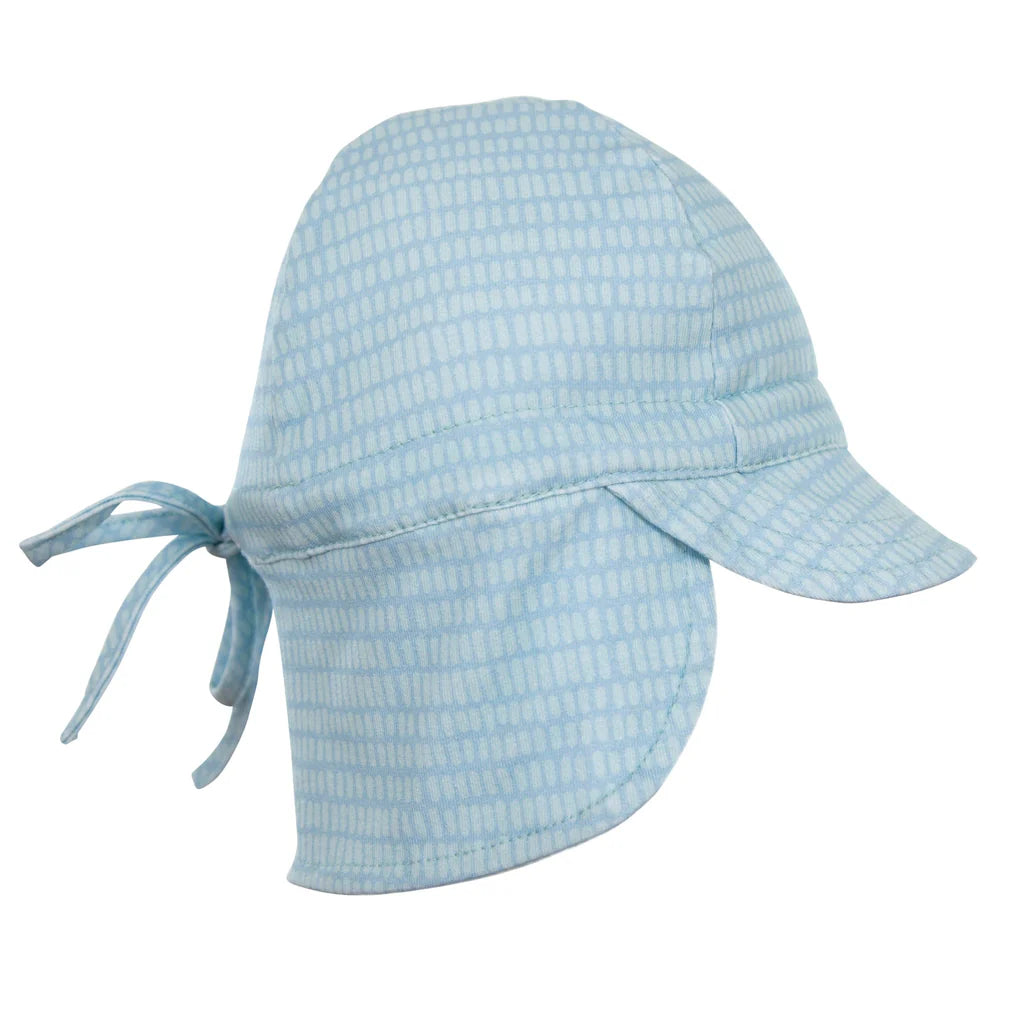 Acorn Flap Cap (Rated UPF50+) - Teal Dashes