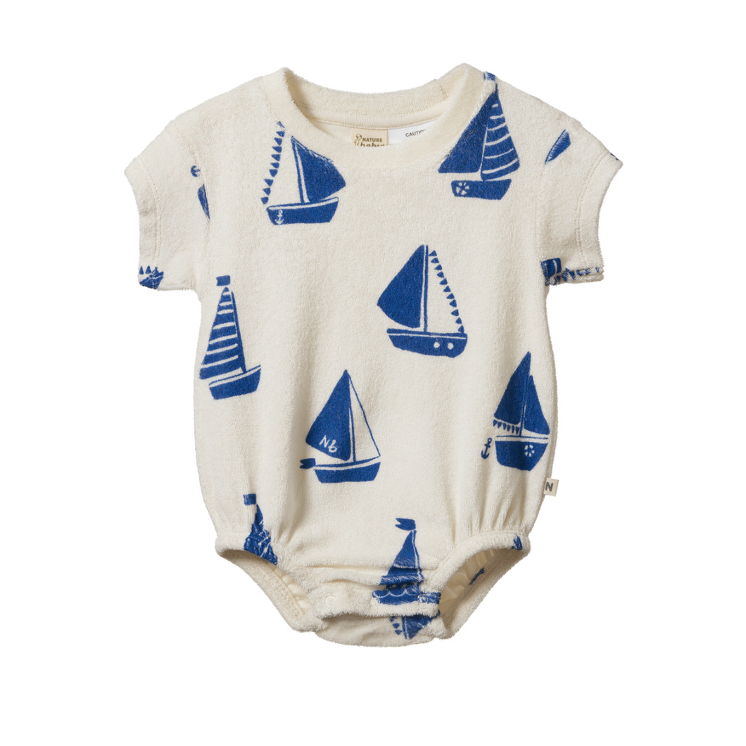 Nature Baby Juno Terry Romper - Regatta