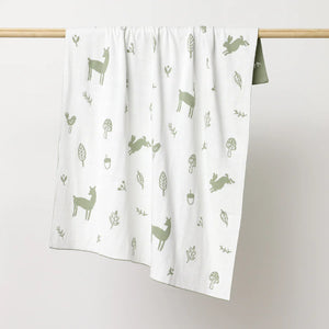 Over the Dandelions Organic Cotton Blanket - Woodlands in Thyme