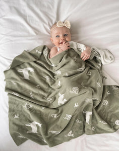 Over the Dandelions Organic Cotton Blanket - Woodlands in Thyme