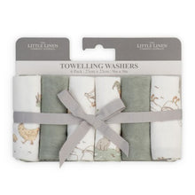 Load image into Gallery viewer, The Little Linen Towelling Washers 6 pack - Farmyard Lamb
