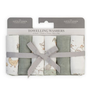 The Little Linen Towelling Washers 6 pack - Farmyard Lamb