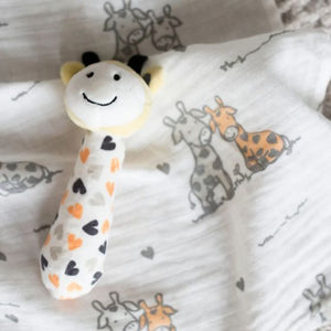 The Little Linen Company Muslin Wrap & Crinkle Toy Set - Giraffe