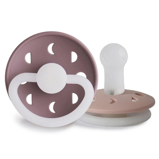 Frigg Silicone Moon Phase Pacifier 2 pack - Twilight Mauve Night (GLOW IN THE DARK)