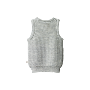 Nature Baby Merino Knit Vest - Light Grey Marl