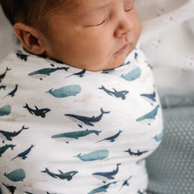 Load image into Gallery viewer, Mod &amp; Tod Stretchy Swaddle - Whale Tales
