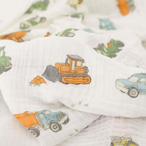 Little Unicorn Cotton Muslin Swaddle - Work Trucks