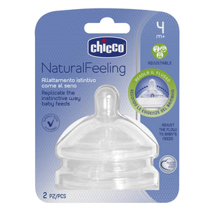 Chicco Natural Feeling Silicone Teat - 4m+ Adjustable Flow 2pk