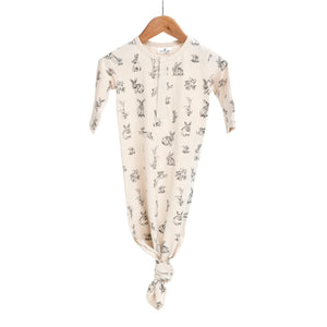 Burrow & Be Baby Sleep Gown - Almond Burrowers Print (0-3 months)