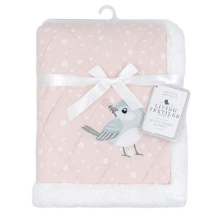 Living Textiles Quilted Jersey Sherpa Blanket - Ava Birds
