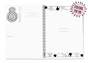 Blueberry Co The Monochrome Baby Book - The Baby Book you can colour in!