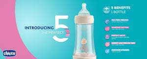 Chicco Perfect 5 Bottle 240ml Medium Flow (2m+) - Natural