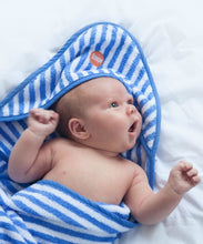 Load image into Gallery viewer, Troupe Baby Hooded Towel - Blue Stripe
