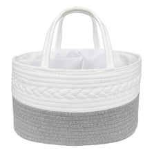 Load image into Gallery viewer, Living Textiles 100% Cotton Rope Nappy Caddy - Grey/White
