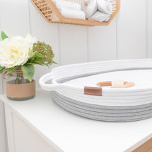 Load image into Gallery viewer, Living Textiles 100% Cotton Rope Change Basket - White/Grey
