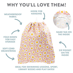 Out & About Drawstring Waterproof Bag - Daisy