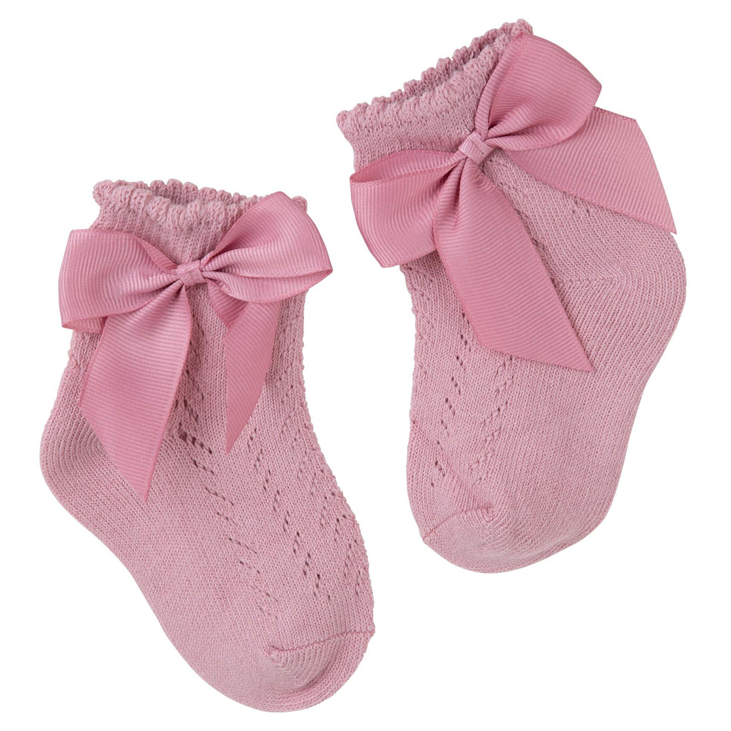 Designer Kidz Baby Bow Crew Socks - Dusty Pink