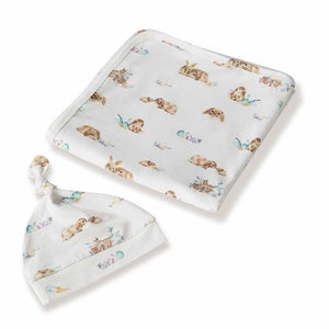 Snuggle Hunny Kids Baby Jersey Wrap & Beanie Set - Bunny