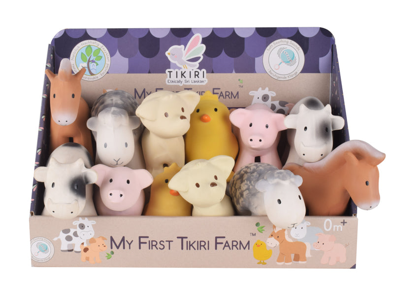 Tikiri My First Farm Animals - Natural Rubber Teether Toys