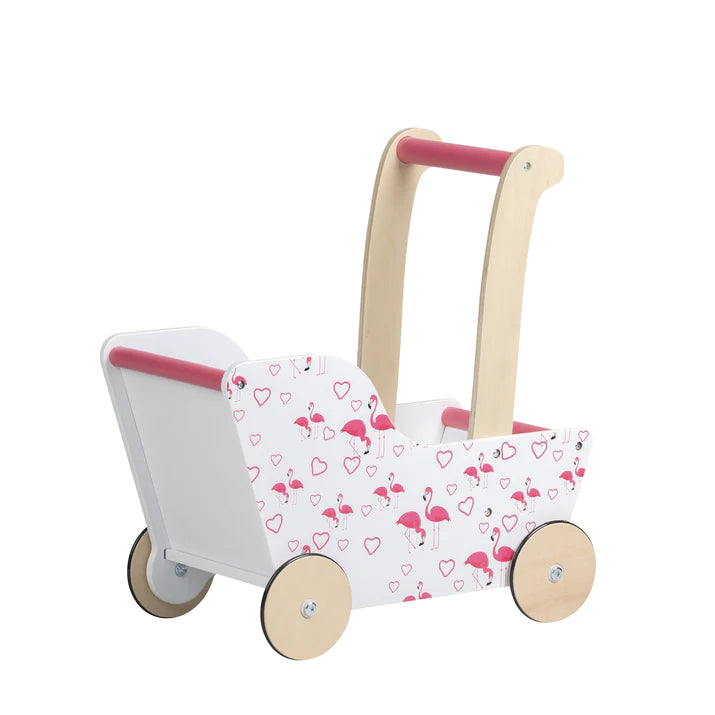 Moover Wooden Dolls Line Pram Flamingo Babylove Ltd