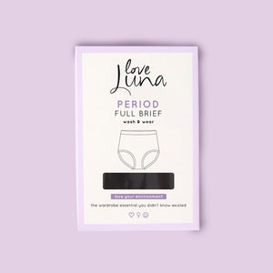 Love Luna Period Undies - Full Brief - Black - Choose Your Size