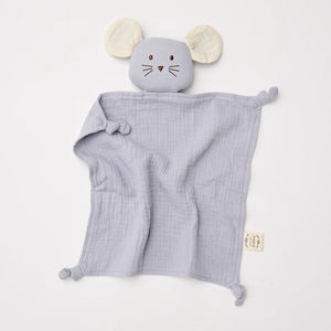 Over the Dandelions Organic Muslin Mouse Lovey Frost with Milk ears