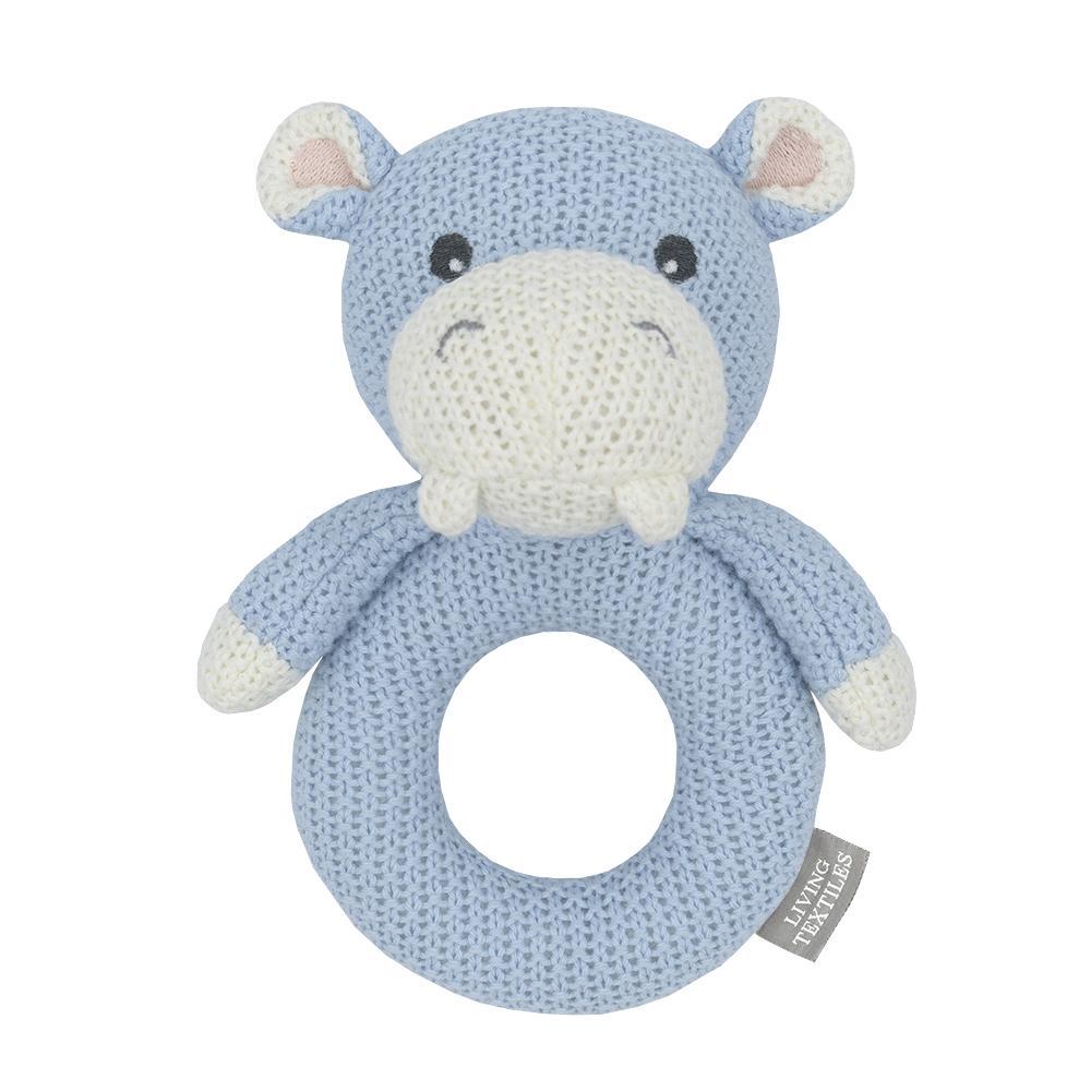 Living Textiles Knitted Rattle - Henry the Hippo