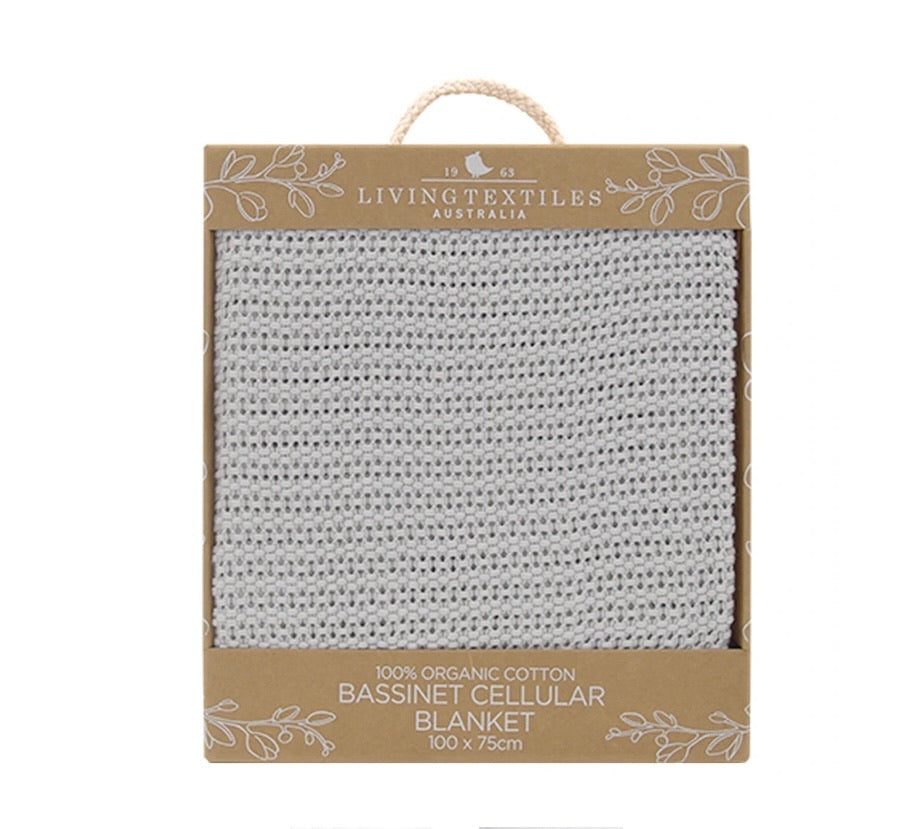 Living Textiles Organic Bassinet/Cradle Cellular Blanket - Grey