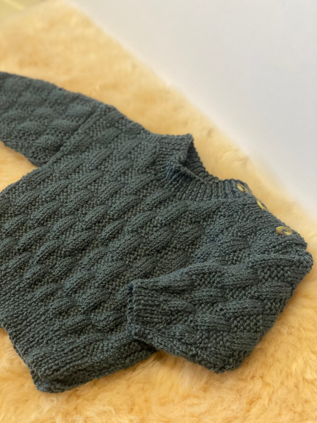 100% Wool Jumper - Forest Green - 0-6 months