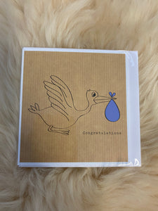 Congratulations - Stork Blue - Greeting Card